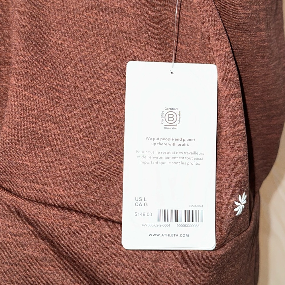 ATHLETA • NWT Altitude Polartec Half Zip Sweatshirt • Size L  Mahogany Heather - Picture 5 of 9